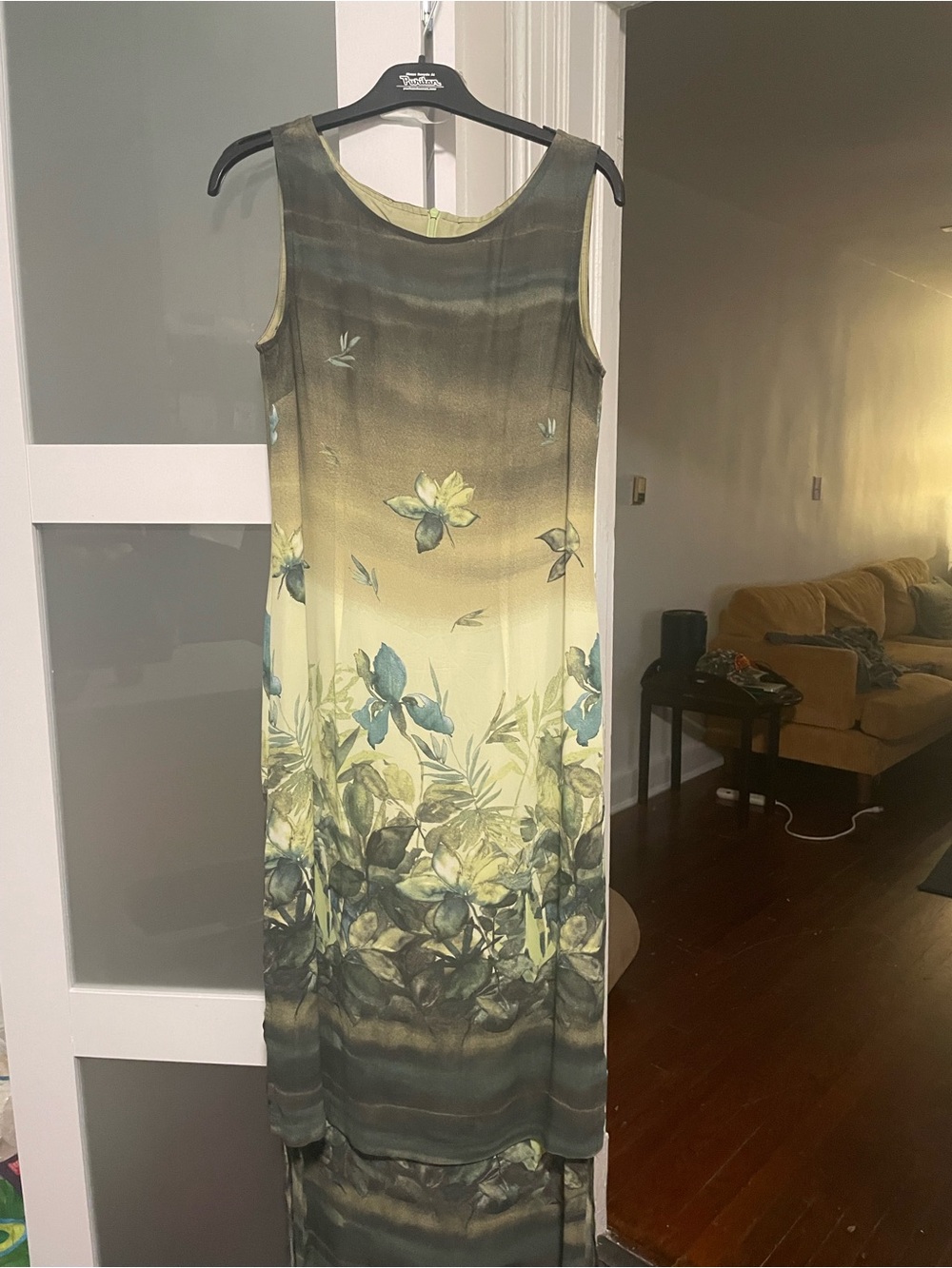 Joseph Ribkoff Sleeveless Floral Ombre Maxi Dress in Green and Yellow